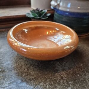 Antique Weller Pottery Lustre Bowl Orange Iridescent Glaze Circa 1920s